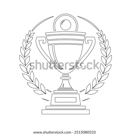 Award cup. Winner prize. Continuous line drawing, Continuous line art of trophy. Award line drawing, Vector illustration