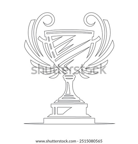 Award cup. Winner prize. Continuous line drawing, Continuous line art of trophy. Award line drawing, Vector illustration