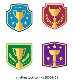 Award and cups, label, design logo, colorful vector icons