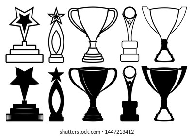 Award Cups and Trophy Vector Illustration Silhouette