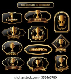 Award design black and golden Labels collection