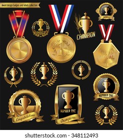 Award design golden badges and labels collection