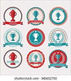 Award design retro elements blue and red collection