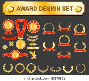 award design set - medals, badges and laurels