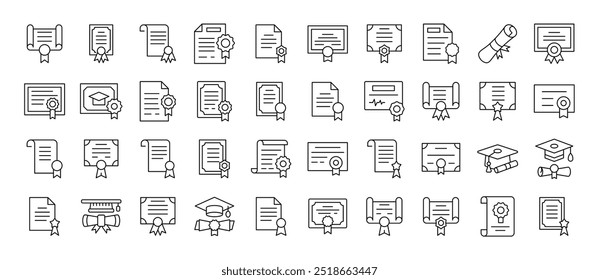 Award, Diploma, Certificate Related Icon Set. Editable Stroke. Suitable for Web Sites, Books, Cards, Apps