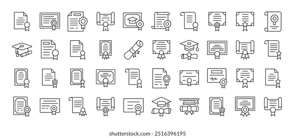 Award, Diploma, Certificate Simple Isolated Line Icons Collection. Editable Stroke. Suitable for Web Sites, Books, Cards, Apps