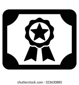 Award Diploma vector icon. Style is flat symbol, black color, rounded angles, white background.