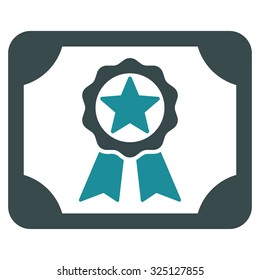 Award Diploma vector icon. Style is bicolor flat symbol, soft blue colors, rounded angles, white background.