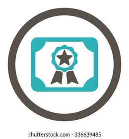 Award Diploma vector icon. Style is bicolor flat rounded symbol, grey and cyan colors, rounded angles, white background.