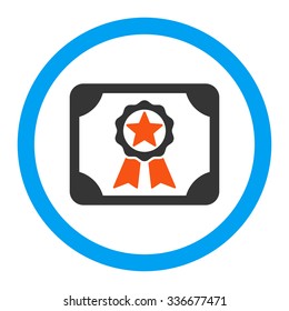 Award Diploma vector icon. Style is flat rounded symbol, bright colors, rounded angles, white background.