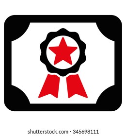 Award Diploma vector icon. Style is bicolor flat symbol, intensive red and black colors, rounded angles, white background.