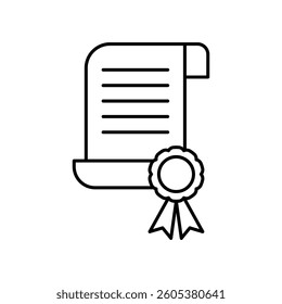 award document icon, license, certificate, simple flat style, illustration, logo sign symbol pictogram template, for ui or ux isolated on white for mobile app, editable