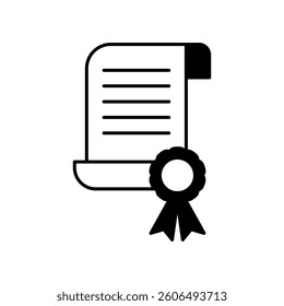 award document icon, license, certificate, simple flat style, illustration, logo sign symbol pictogram template, for ui or ux isolated on white for mobile app, editable