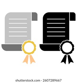 award document icon, license, certificate, simple flat style, illustration, logo sign symbol pictogram template, for ui or ux isolated on white for mobile app, editable