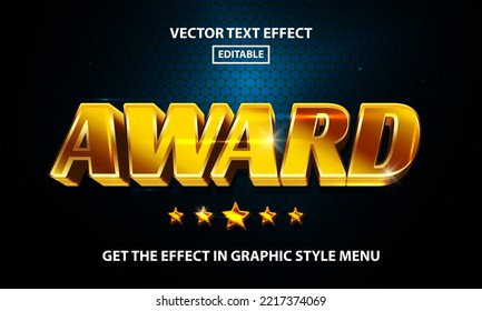 Award editable text effect template, golden gradient font effect style with stars element