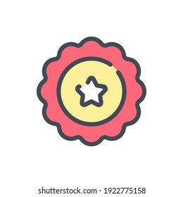 Award emblem with star color line icon. Winner award vector outline colorful sign.