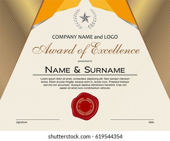 Award of Excellence with laurel wreath and wax seal