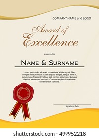 Award of Excellence with wax seal and ribbon portrait version
