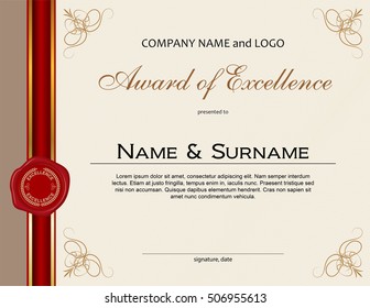 Award Excellence Wax Seal Ribbon Stock Vector (Royalty Free) 506955613 ...