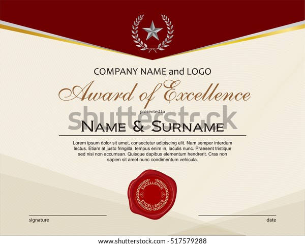 Award of\
Excellence with wax seal and\
ribbon