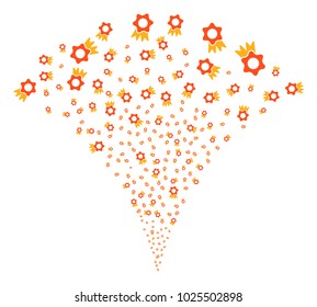 Award festive fountain. Vector illustration style is flat iconic symbols. Object fountain created from random symbols as award fireworks.