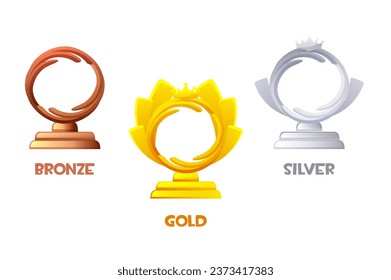 Award figurine icons. Vector objects for 2D games
