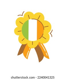 Award with the flag of Ireland St. Patrick's Day Vector illustration flat style