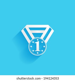 award, flat icon isolated on a blue background for your design, vector illustration