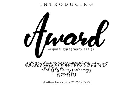 Award Font Stylish brush painted an uppercase vector letters, alphabet, typeface