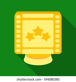Award in the form of a video tape for best actor.Movie awards single icon in flat style vector symbol stock illustration.