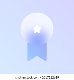 award glass morphism trendy style icon. medal award transparent glass vector icon with blur and purple gradient. for web and ui design, mobile apps and promo business polygraphy