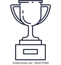 Award goblet trophy cup vector. Winner prize flat line icon graphic pictogram. Leader reward outline symbol