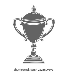Award gold cup glyph icon vector illustration. Silhouette of winners goblet for first place in sport championship or contest, achievement trophy, incentive metal prize cup for victory in game