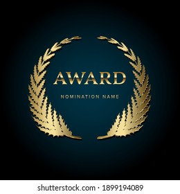 Award gold emblem template with place for nominee name