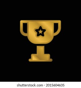 Award gold plated metalic icon or logo vector