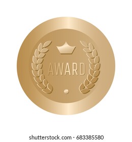 Award gold round sign vector.