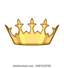 award golden crown cartoon. corona realistic, kingdom luxury, logo emblem award golden crown sign. isolated symbol vector illustration