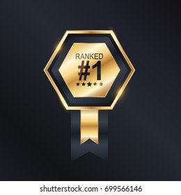 Award golden icon isolated on dark background, vector illustration