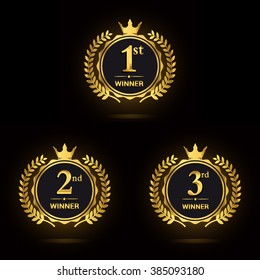 Award Golden Label First Second Third Stock Vector (royalty Free) 385093144