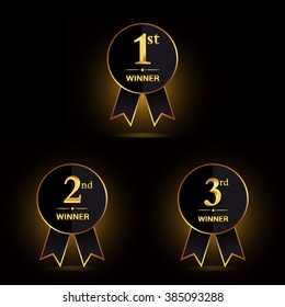 Award Golden Label First Second Third Stock Vector (Royalty Free ...