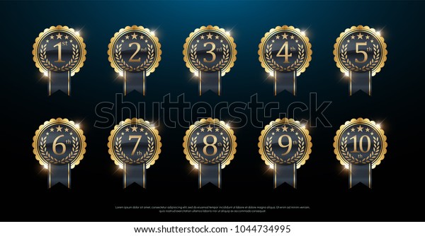 Award Golden Label First Second Third Stock Vector (Royalty Free ...