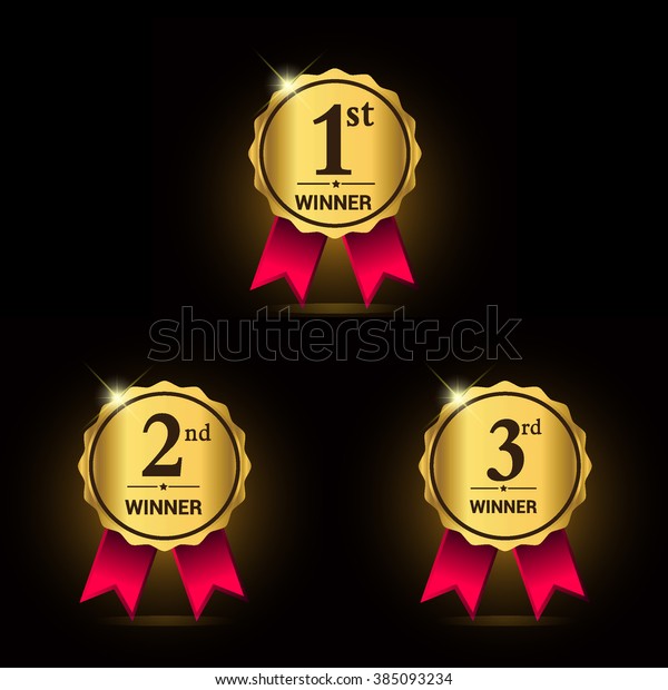Award Golden Label First Second Third Stock Vector (Royalty Free ...