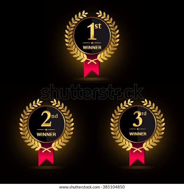Award Golden Label First Second Third Stock Vector (Royalty Free ...