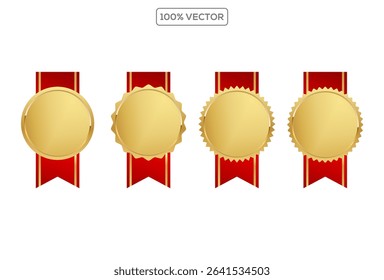 Award golden, medals 3d realistic vector color illustration on transparant background