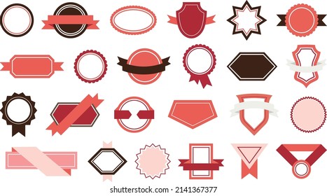 Award Gradient badges collection Vector decorative elements pink brown shaded labels shield set elegant design elements sticker labels, seals, banners, scrolls ornaments symbol set illustration symbol