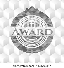 Award grey emblem. Retro with geometric cube white background