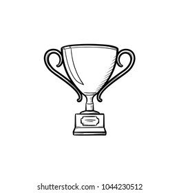 Award Hand Drawn Outline Doodle Icon. Trophy Cup Vector Sketch Illustration For Print, Web, Mobile And Infographics Isolated On White Background.