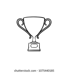 Award hand drawn outline doodle icon. Trophy cup vector sketch illustration for print, web, mobile and infographics isolated on white background.