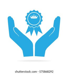 Award in hand icon, recommend, appreciate concept