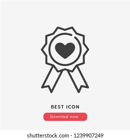 Award with heart icon vector